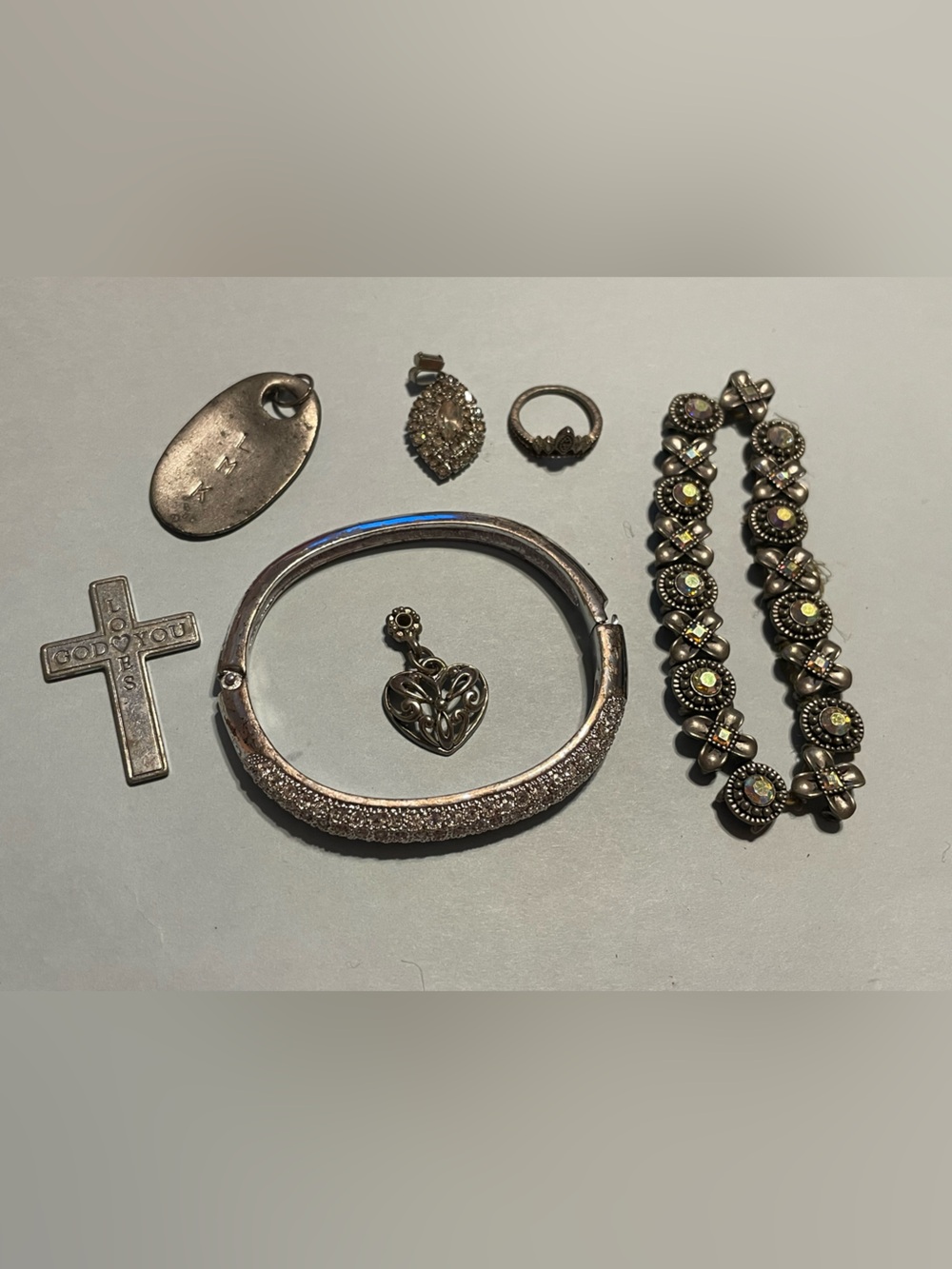 Silver Tone Vintage to Modern Damaged Jewelry Parts Bundle Lot #9735 ❤️‍🔥